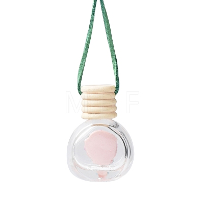 Empty Glass Perfume Bottle Pendants with Wood Cap DJEW-PW0002-04A-1