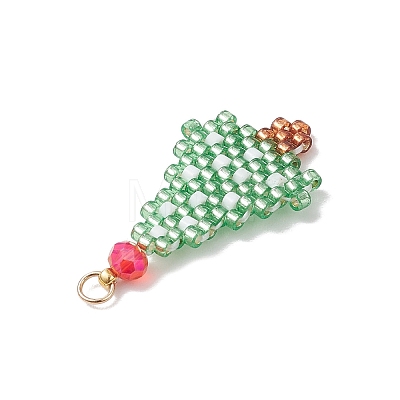 Christmas Themed Glass Seed Beaded Pendants PALLOY-MZ00868-02-1