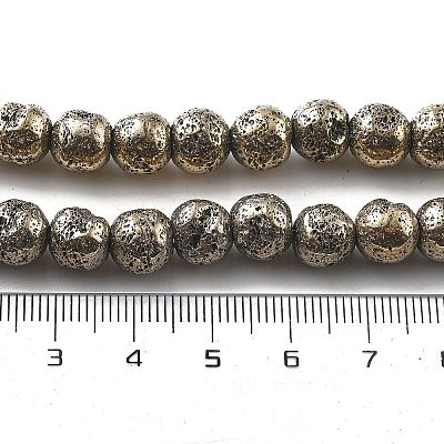 Electroplated Natural Lava Rock Beads Strands G-A251-E01-01F-1