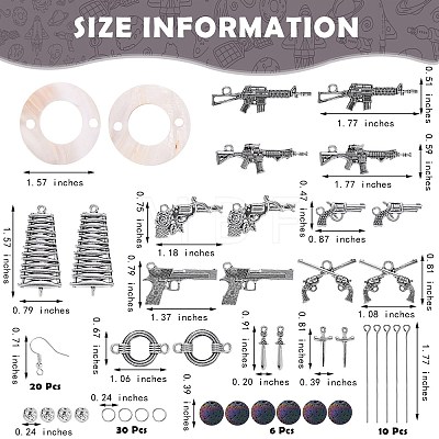 DIY Gun Weapon Shape Drop Earring Making Kit DIY-SZ0006-63-1