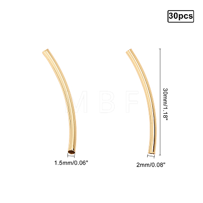   30Pcs Eco-Friendly Brass Curved Tube Beads KK-PH0002-21G-NR-1