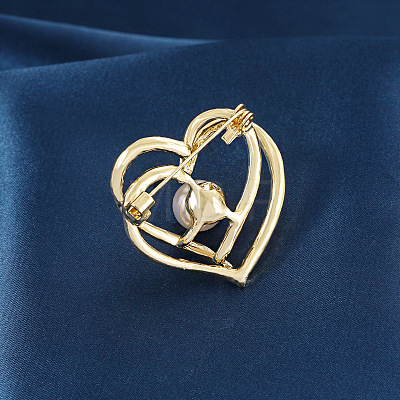 Heart Alloy Rhinestone Brooches for Women PW-WGCAEA0-01-1