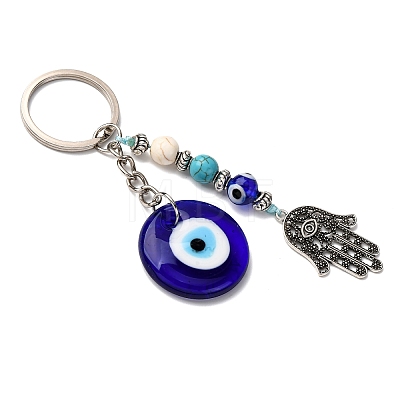 Handmade Evil Eye Iron Lampwork Pendant Keychains KEYC-JKC01387-1