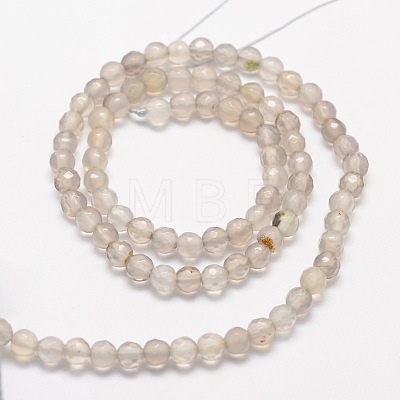 Faceted Natural Agate Round Beads Strands G-E318C-4mm-12-1