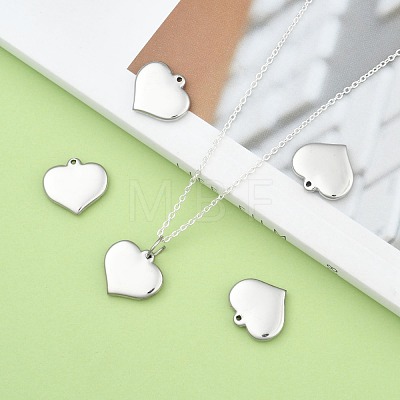 Tarnish Resistant 304 Stainless Steel Stamping Blank Tag Heart Pendants STAS-R063-02-1