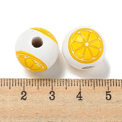 Printed Wood European Beads WOOD-G022-19A-1