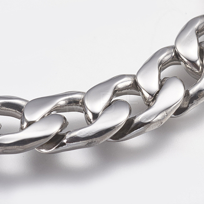 Men's 304 Stainless Steel Curb Chain Bracelets STAS-I075-49B-1