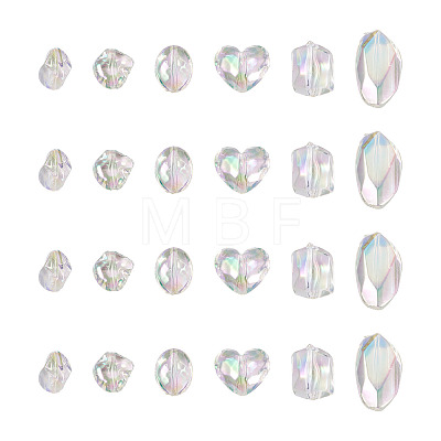 Cheriswelry 90Pcs 6 Style UV Plating Transparent Rainbow Iridescent Acrylic Beads OACR-CW0001-04-1