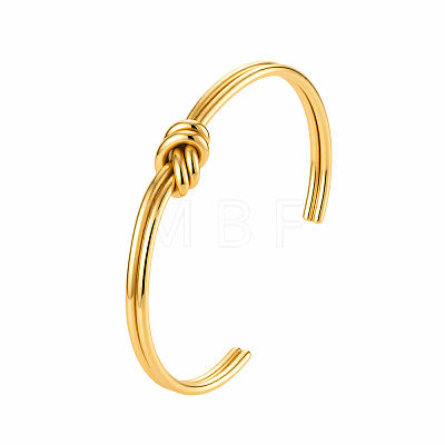 Geometric C-Shaped Double Layer Adjustable 304 Stainless Steel Twisted Knot Cuff Bangles for Women FB2963-1