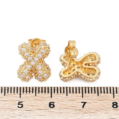 Brass Micro Pave Cubic Zirconia Stud Earrings EJEW-Z091-04G-X-1