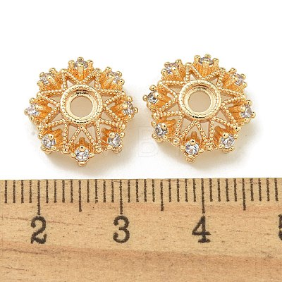 Rack Plating Brass Micro Pave Clear Cubic Zirconia Bead Caps KK-K386-09B-G01-1