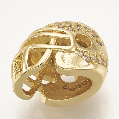 Brass Micro Pave Cubic Zirconia Football Helmet Beads ZIRC-S061-52G-1