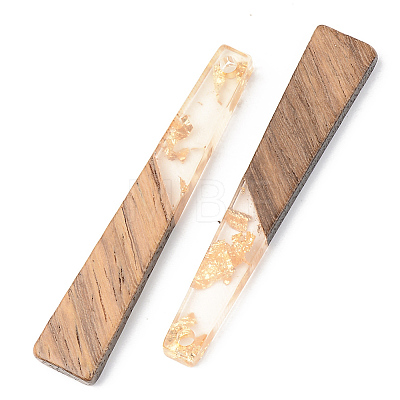 Transparent Resin & Walnut Wood Pendants X-RESI-S389-043A-B05-1