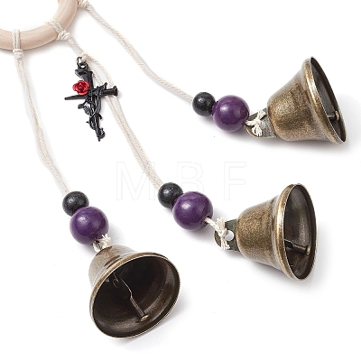 Halloween Theme Iron Bell Pendant Decoration HJEW-JM02477-1