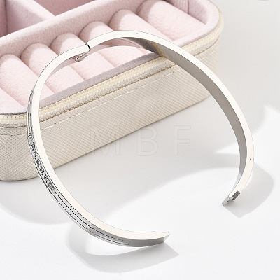 304 Stainless Steel Rhinestone Bangles for Women BJEW-Z092-17P-1