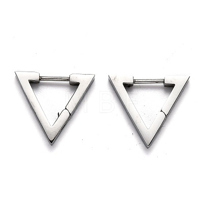Tarnish Resistant 304 Stainless Steel Triangle Huggie Hoop Earrings STAS-J033-02B-P-1