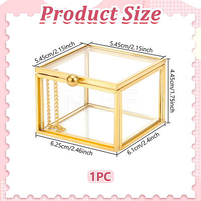 Transparent Glass Jewelry Organizer Display Cases with Metal Frame ODIS-WH0025-357A-1