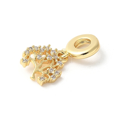 Brass Micro Pave Cubic Zirconia European Dangle Charms ZIRC-I071-22G-02-1