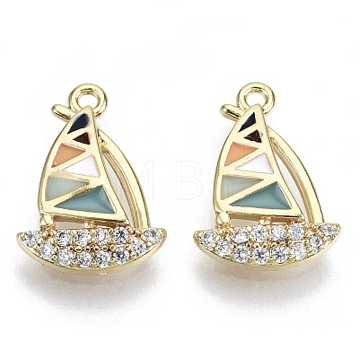 Brass Micro Pave Cubic Clear Zirconia Charms KK-N232-120-NF-1