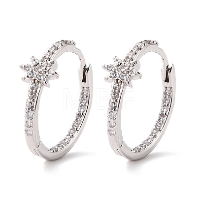 Flower Cubic Zirconia Small Huggie Hoop Earring for Her EJEW-C002-15P-RS-1