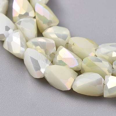Electroplate Opaque Solid Color Glass Beads Strands EGLA-G035-B-FR10-1