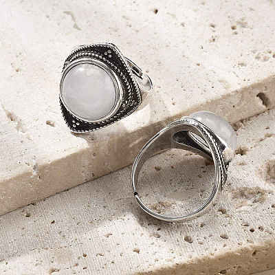 Natural Quartz Crystal Adjustable Rings G-P560-03AS-20-1