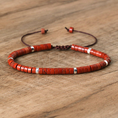 Natural Red Jasper Beaded Braided Bracelets QH4784-25-1