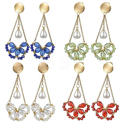 Electroplate Glass Dangle Earrings for Women EJEW-MZ00796-1