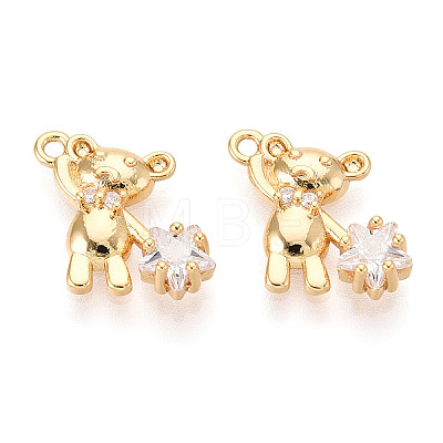 Brass Micro Pave Clear Cubic Zirconia Pendants KK-T078-02G-04-1
