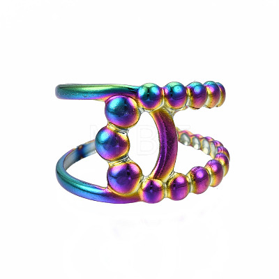 Hollow Double Line Cuff Rings RJEW-N038-016-1