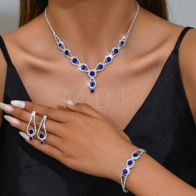 Teardrop Brass Rhinestone Necklaces & Link Bracelets & Stud Earring Sets FS-WGE0FD5-01-1