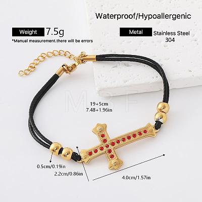 304 Stainless Steel Religion Cross Link Bracelets for Men Women IZ7438-2-1