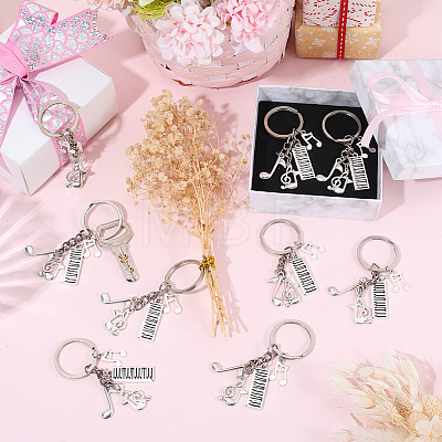 20Pcs Alloy Musical Instruments & Musical Note Keychains KEYC-SC00035-1