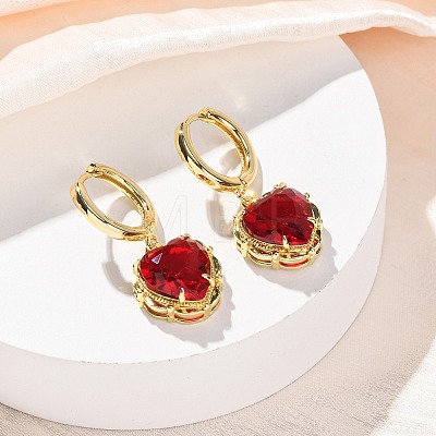 Valentine's Day Heart Brass & Glass Hoop Earrings EJEW-Z164-23G-01-1