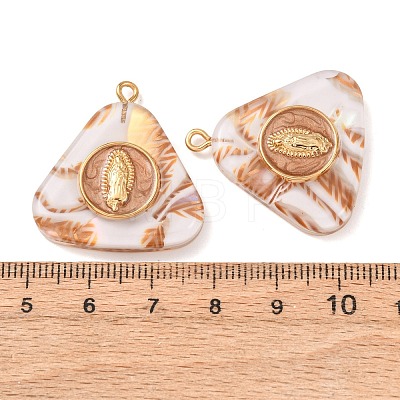304 Stainless Steel Resin Pendants STAS-F352-07F-09-1