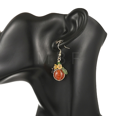 Thanksgiving Day and Halloween Theme Glass & Acrylic Beads Dangle Earrings EJEW-JE07526-1