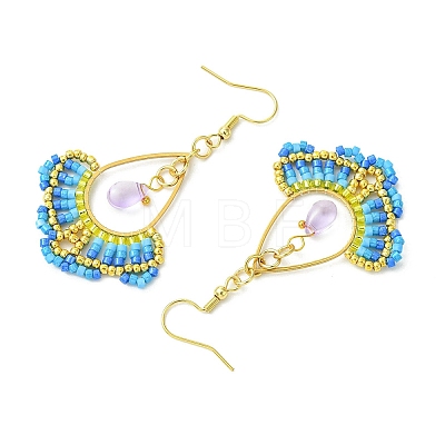 Handmade Glass Seed Beads & Glass Dangle Earrings EJEW-MZ00370-01-1