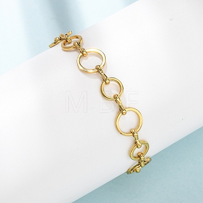 304 Stainless Steel Round Ring Link Chain Bracelets for Women BJEW-F536-01G-1