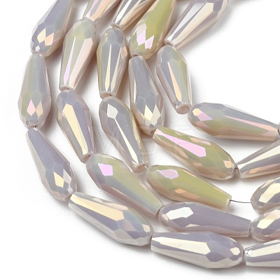Electroplated Opaque Glass Beads Strands EGLA-L015-FR-B16-01-1