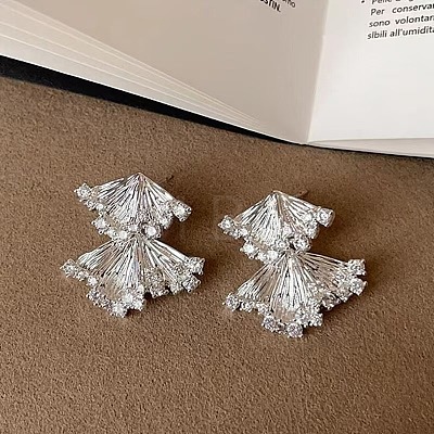 Brass Micro Pave Cubic Zirconia Stud Earrings WGC11E7-02-1