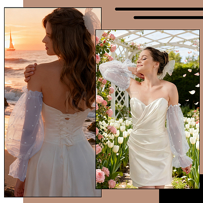 Polyester Detachable Mesh Puff Sleeves AJEW-WH0485-43B-1