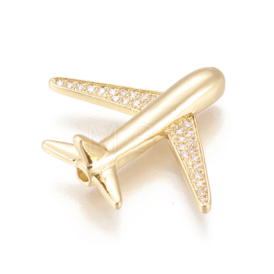 Brass Micro Pave Cubic Zirconia Airliner Beads X-ZIRC-L078-005G-NR-1
