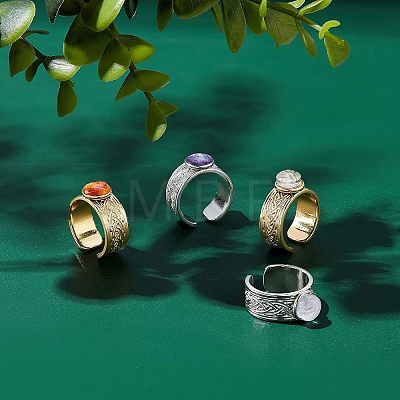 Unicraftale 4Pcs 2 Colors 304 Stainless Steel Open Cuff Ring Findings STAS-UN0038-04-1