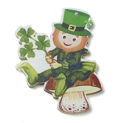 Saint Patrick's Day Opaque Printed Acrylic Pendants MACR-M038-01J-1