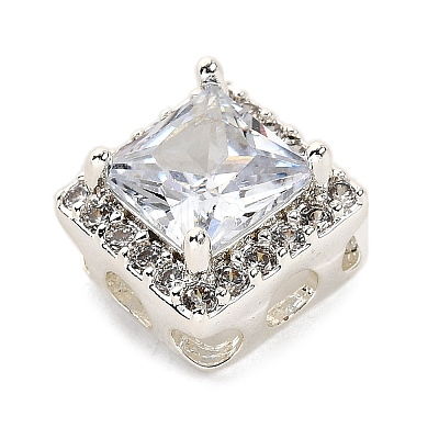 Brass Micro Pave Cubic Zirconia Beads KK-D408-11S-06A-1