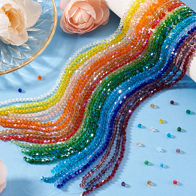 21 Strands 21 Colors Transparent Electroplate Glass Beads Strands GLAA-TA0004-23-1