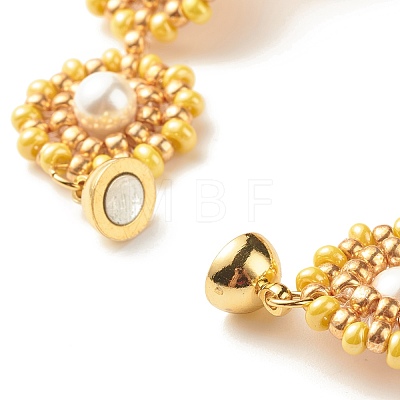 Shell Pearl Flower Link Bracelet BJEW-JB08084-01-1