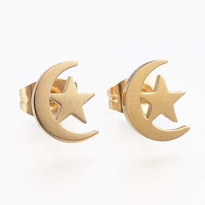 304 Stainless Steel Stud Earrings X-EJEW-H350-27G-1