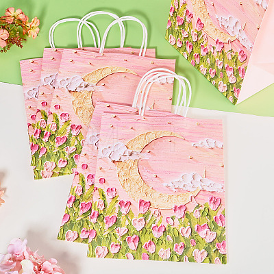 6Pcs Flower Printed Paper Gift Bags ABAG-TADJ0001-08A-1