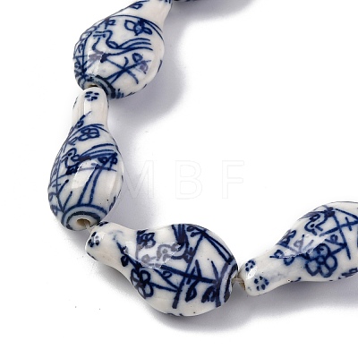 Handmade Blue and White Porcelain Beads Strands PORC-I027-13B-1